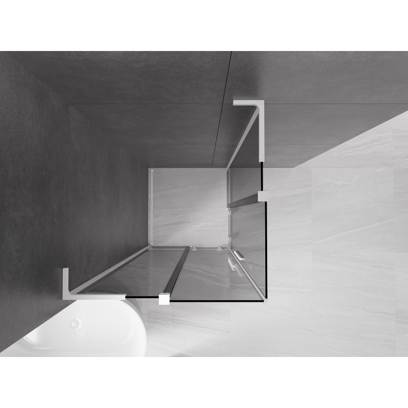 Mexen Velar L Duo cabine de douche coulissante 100 x 100 cm, graphite, blanc - 871-100-100-02-43-20