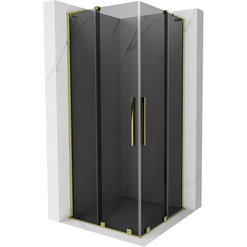 Mexen Velar L Duo cabine de douche coulissante 90 x 90 cm, graphite, or - 871-090-090-02-43-50