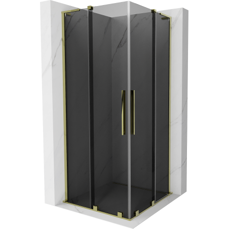 Mexen Velar L Duo cabine de douche coulissante 90 x 90 cm, graphite, or - 871-090-090-02-43-50