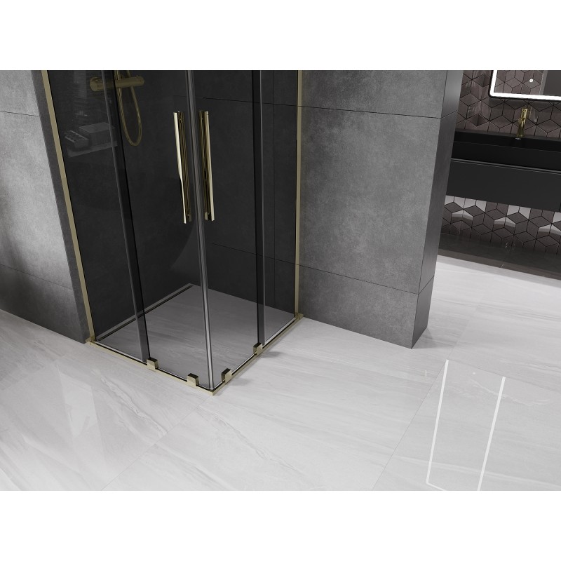 Mexen Velar L Duo cabine de douche coulissante 90 x 90 cm, graphite, or - 871-090-090-02-43-50
