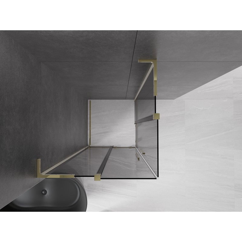 Mexen Velar L Duo cabine de douche coulissante 90 x 90 cm, graphite, or - 871-090-090-02-43-50