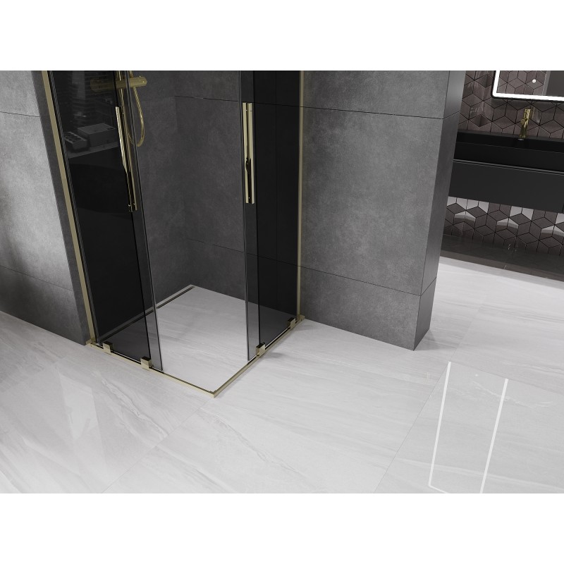 Mexen Velar L Duo cabine de douche coulissante 90 x 90 cm, graphite, or - 871-090-090-02-43-50