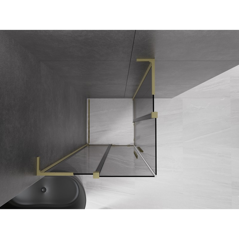Mexen Velar L Duo cabine de douche coulissante 80 x 80 cm, graphite, or brossé - 871-080-080-02-43-55