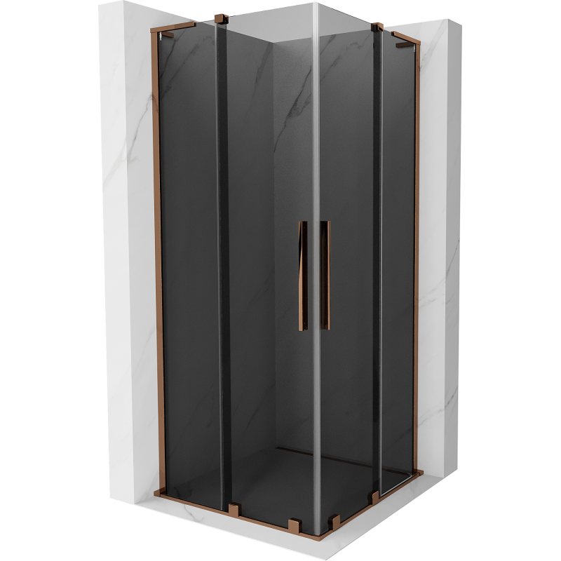 Mexen Velar L Duo cabine de douche coulissante 90 x 90 cm, graphite, or rose - 871-090-090-02-43-60