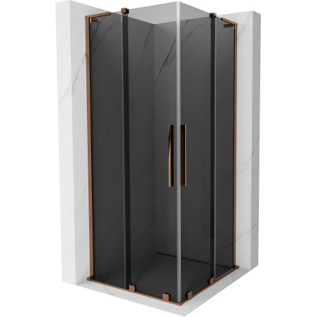 Mexen Velar L Duo cabine de douche coulissante 90 x 90 cm, graphite, or rose - 871-090-090-02-43-60