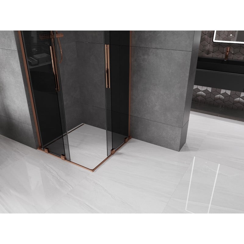 Mexen Velar L Duo cabine de douche coulissante 90 x 90 cm, graphite, or rose - 871-090-090-02-43-60