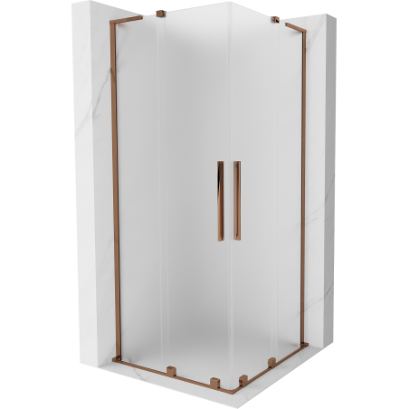Cabine de douche Mexen Velar L Duo coulissante 100 x 100 cm, givrée, or rose - 871-100-100-02-33-60