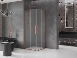 Cabine de douche Mexen Velar L Duo coulissante 100 x 100 cm, givrée, or rose - 871-100-100-02-33-60
