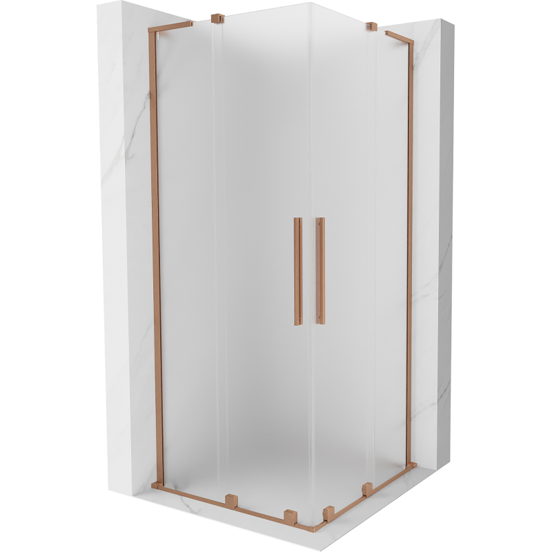 Cabine de douche coulissante Mexen Velar L Duo 80 x 80 cm, givrée, cuivre brossé - 871-080-080-02-33-65