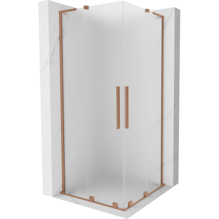 Cabine de douche coulissante Mexen Velar L Duo 80 x 80 cm, givrée, cuivre brossé - 871-080-080-02-33-65