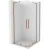 Cabine de douche coulissante Mexen Velar L Duo 80 x 80 cm, givrée, cuivre brossé - 871-080-080-02-33-65