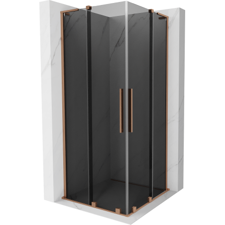 Mexen Velar L Duo cabine de douche coulissante 90 x 90 cm, graphite, cuivre brossé - 871-090-090-02-43-65