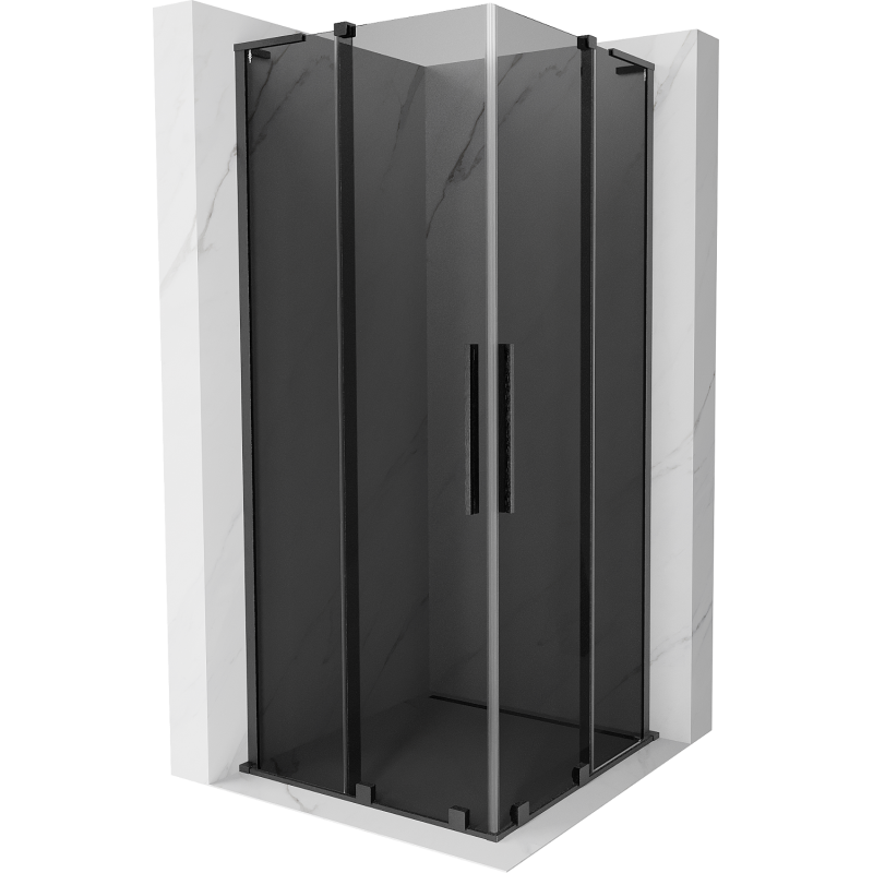 Mexen Velar L Duo cabine de douche coulissante 90 x 90 cm, graphite, gris canon brossé - 871-090-090-02-43-66