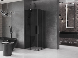 Mexen Velar L Duo cabine de douche coulissante 100 x 100 cm, graphite, gris brossé gun - 871-100-100-02-43-66