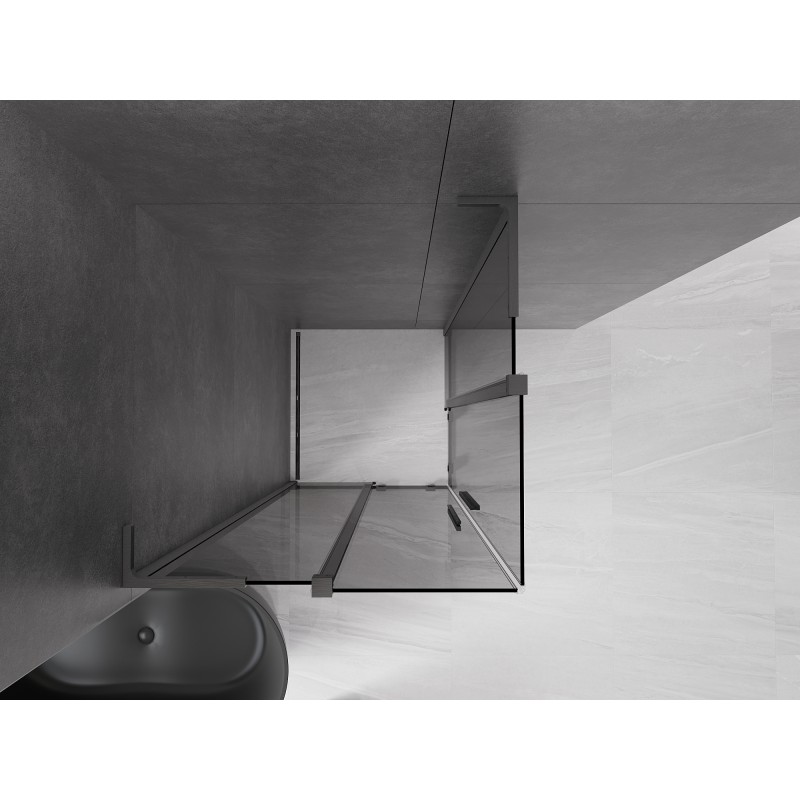 Mexen Velar L Duo cabine de douche coulissante 90 x 90 cm, graphite, gris canon brossé - 871-090-090-02-43-66