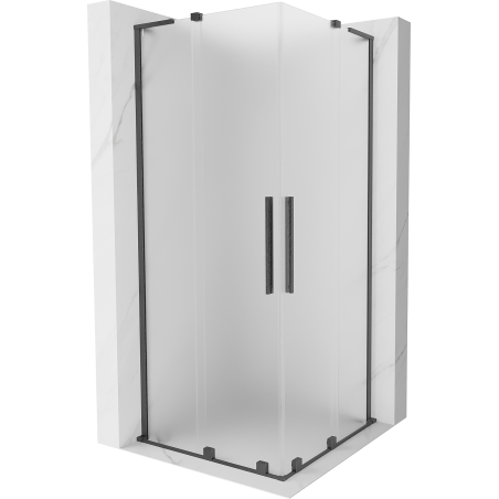 Cabine de douche à deux portes coulissantes Mexen Velar L Duo 100 x 100 cm, givrée, gris canon brossé - 871-100-100-02-33-66