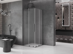 Cabine de douche à deux portes coulissantes Mexen Velar L Duo 100 x 100 cm, givrée, gris canon brossé - 871-100-100-02-33-66