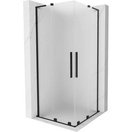 Mexen Velar L Duo cabine de douche coulissante 90 x 90 cm, givrée, noire - 871-090-090-02-33-70