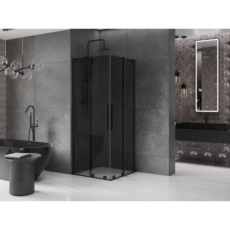 Mexen Velar L Duo cabine de douche coulissante 80 x 80 cm, graphite, noir - 871-080-080-02-43-70