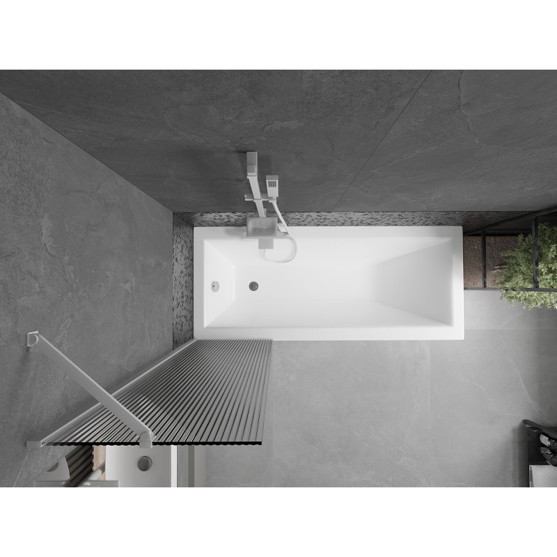 Mexen Next paroi de baignoire à 1 volet 50 x 150 cm, rayures, blanc - 895-050-000-00-09-20