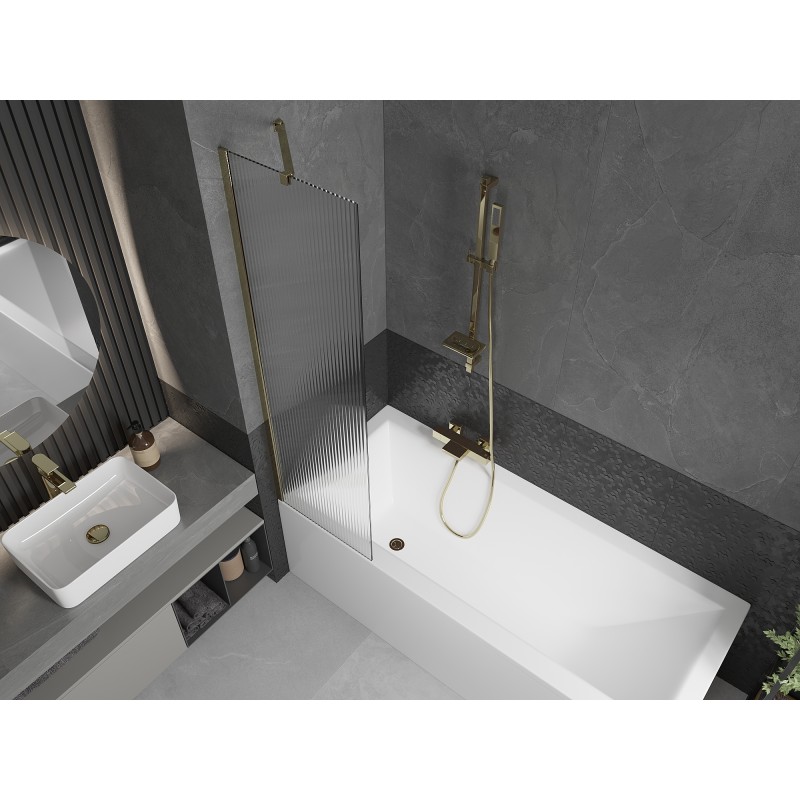 Mexen Next paroi de baignoire 1-volet 50 x 150 cm, rayures, doré - 895-050-000-00-09-50