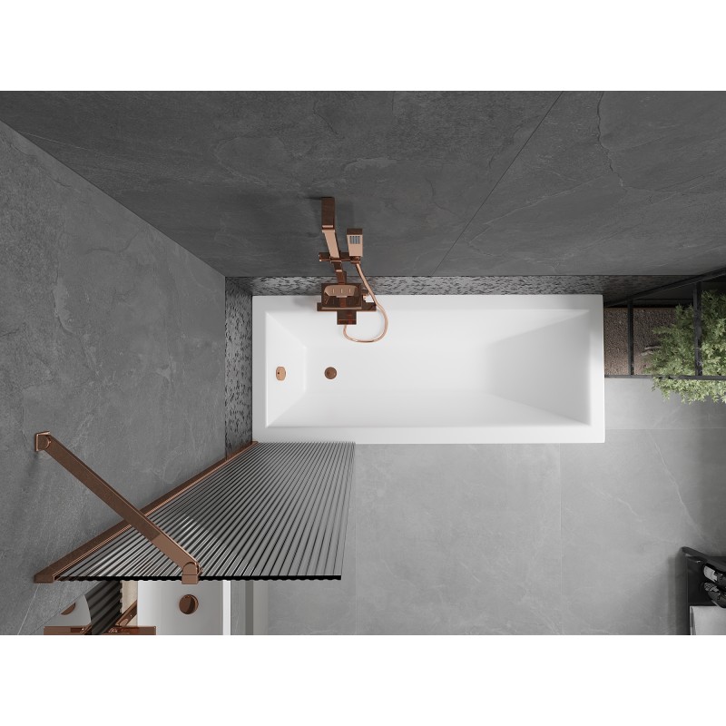 Mexen Next paroi de baignoire à 1 volet 50 x 150 cm, stries, or rose - 895-050-000-00-09-60