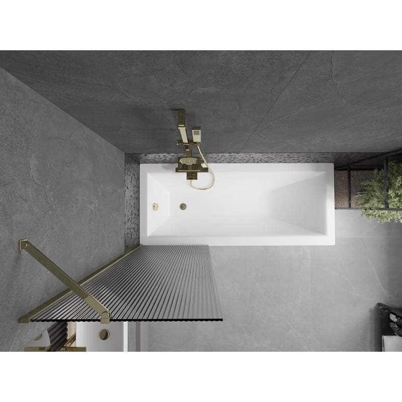 Mexen Next paroi de baignoire à 1 vantail 60 x 150 cm, rayures, doré - 895-060-000-00-09-50