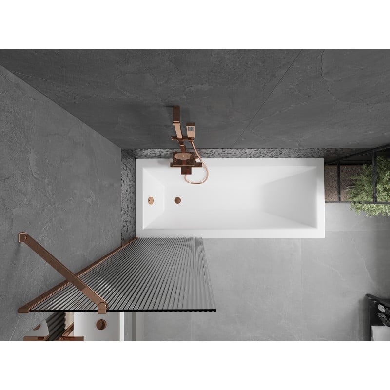 Mexen Next paroi de baignoire 1 volet 60 x 150 cm, rayures, or rose - 895-060-000-00-09-60