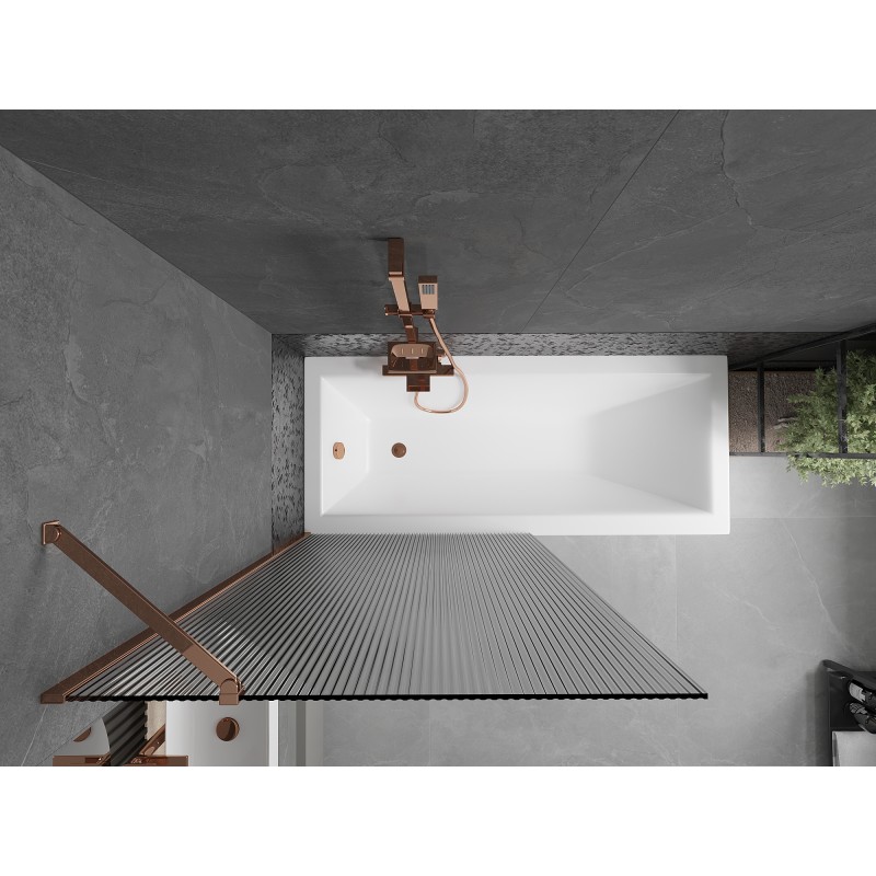 Mexen Next pare-douche à 1 vantail 90 x 150 cm, rayures, or rose - 895-090-000-00-09-60