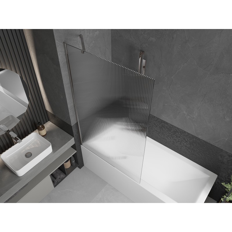 Mexen Next paroi de baignoire 1-volet 100 x 150 cm, rayures, chromé - 895-100-000-00-09-01