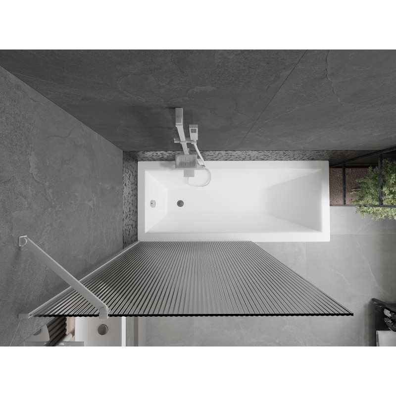 Mexen Next paroi de douche à un volet 100 x 150 cm, rayée, blanche - 895-100-000-00-09-20