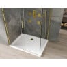 Mexen Omega cabine de douche coulissante 120 x 100 cm, transparente, dorée + receveur de douche Flat - 825-120-100-50-00-4010