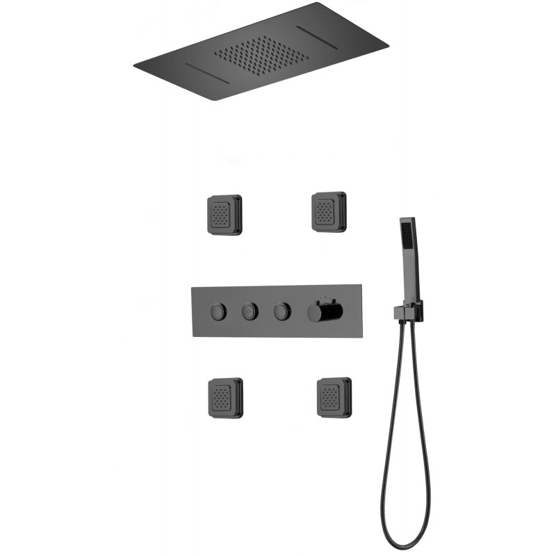Mexen Soler ensemble de douche encastré, noir - 7601-04-70