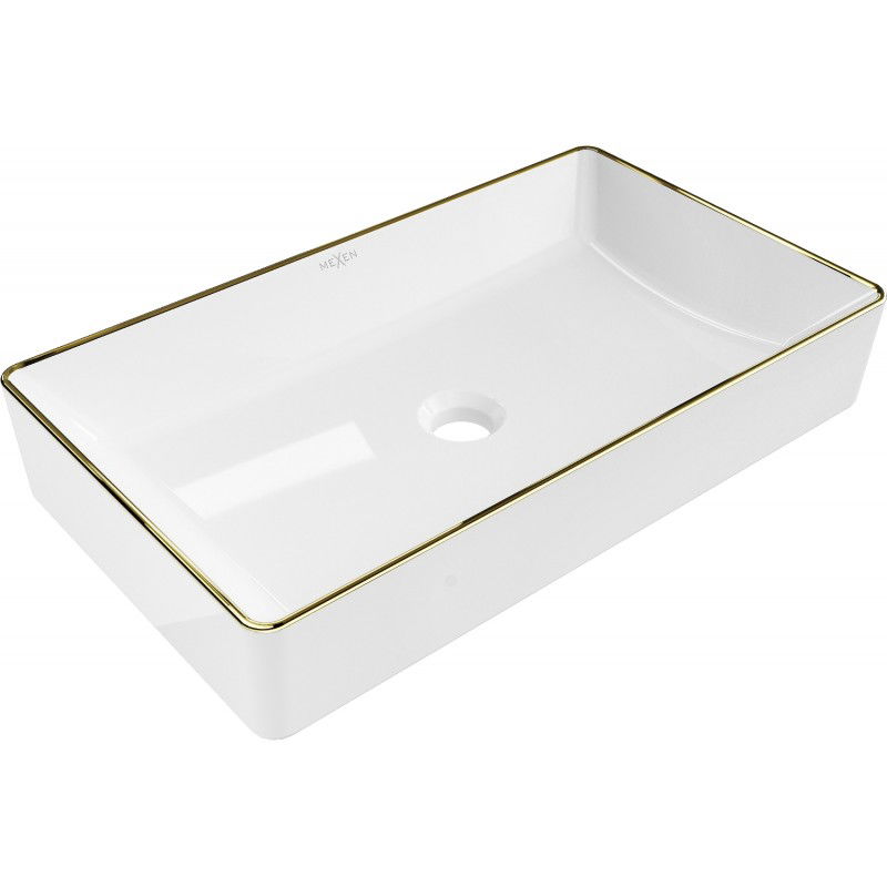 Mexen Nadia lavabo de comptoir 60 x 35 cm, blanche/bord en or - 21616005