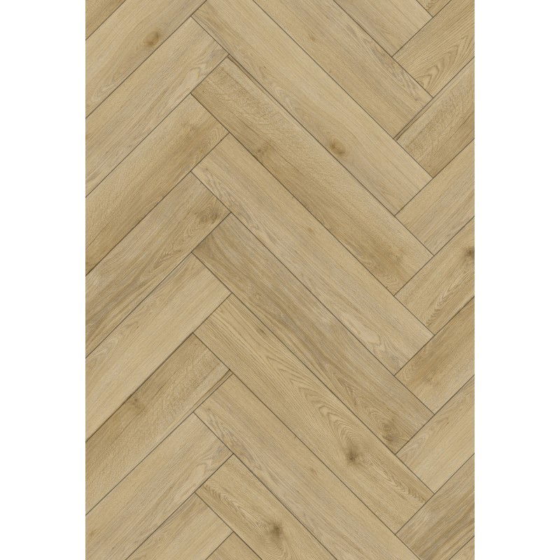 Échantillon de panneau vinyle Mexen Charter Oak jodełka 635 x 127 mm SPC 6,5 mm, sous-couche 1,5 mm, 4 V-Fuge, Chêne - F1169-S