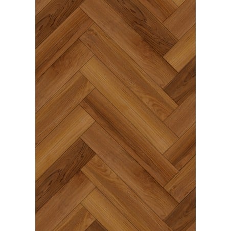 Mexen Lubbock  échantillon de panneaux vinyles à chevrons 635 x 127 mm SPC 6,5 mm, sous-couche IPEX 1,5 mm, 4 V-Fuga, Teak