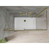 Mexen Omega cabine de douche coulissante 140 x 70 cm, transparente, dorée + receveur Flat - 825-140-070-50-00-4010