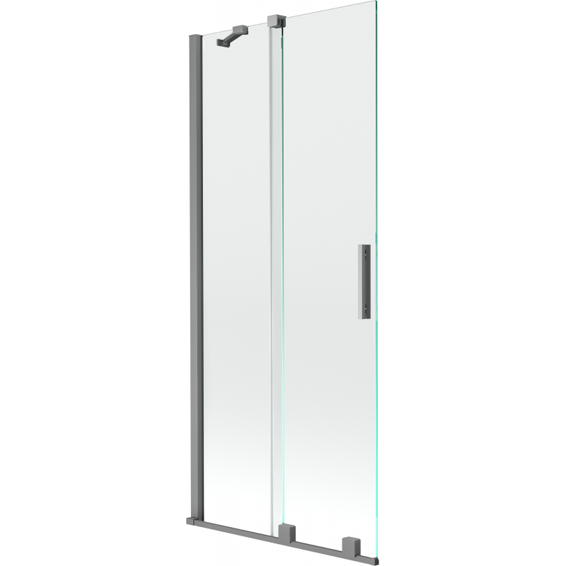Mexen Velar paroi de baignoire à 2 volets coulissants 80 x 150 cm, transparent, métal gun - 896-080-000-01-95