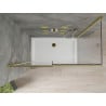 Mexen Omega cabine de douche coulissante 140 x 80 cm, transparent, or + receveur Flat - 825-140-080-50-00-4010