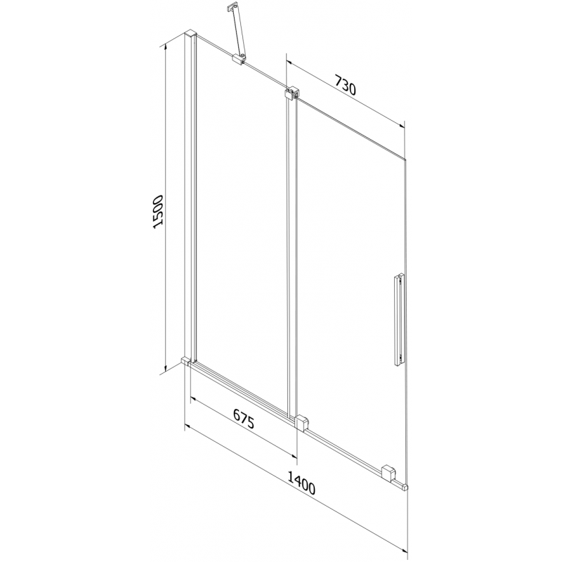 Mexen Velar paroi de baignoire à 2 volets coulissants 140 x 150 cm, transparent, nickel brossé - 896-140-000-01-97