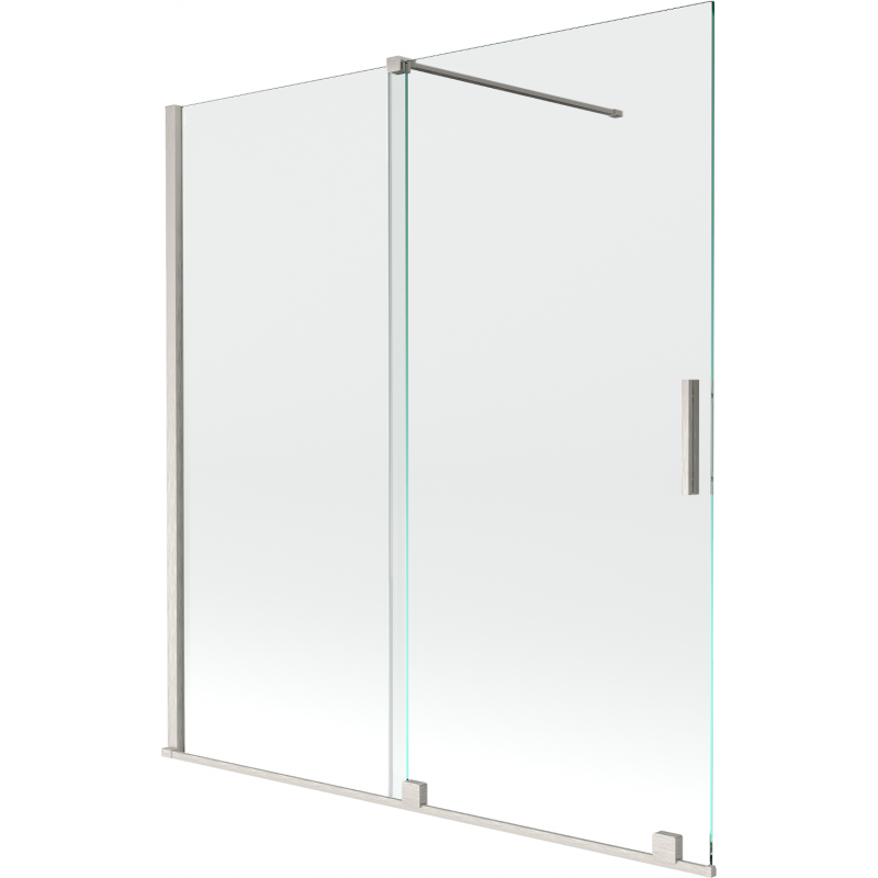 Mexen Velar paroi de baignoire coulissante à 2 panneaux 150 x 150 cm, transparent, nickel brossé - 896-150-000-01-97