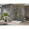 Mexen Omega cabine de douche coulissante 140 x 100 cm, transparent, or + receveur Flat - 825-140-100-50-00-4010