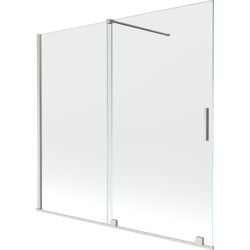 Mexen Velar paroi de baignoire à 2 panneaux coulissants 170 x 150 cm, transparent, nickel brossé - 896-170-000-01-97