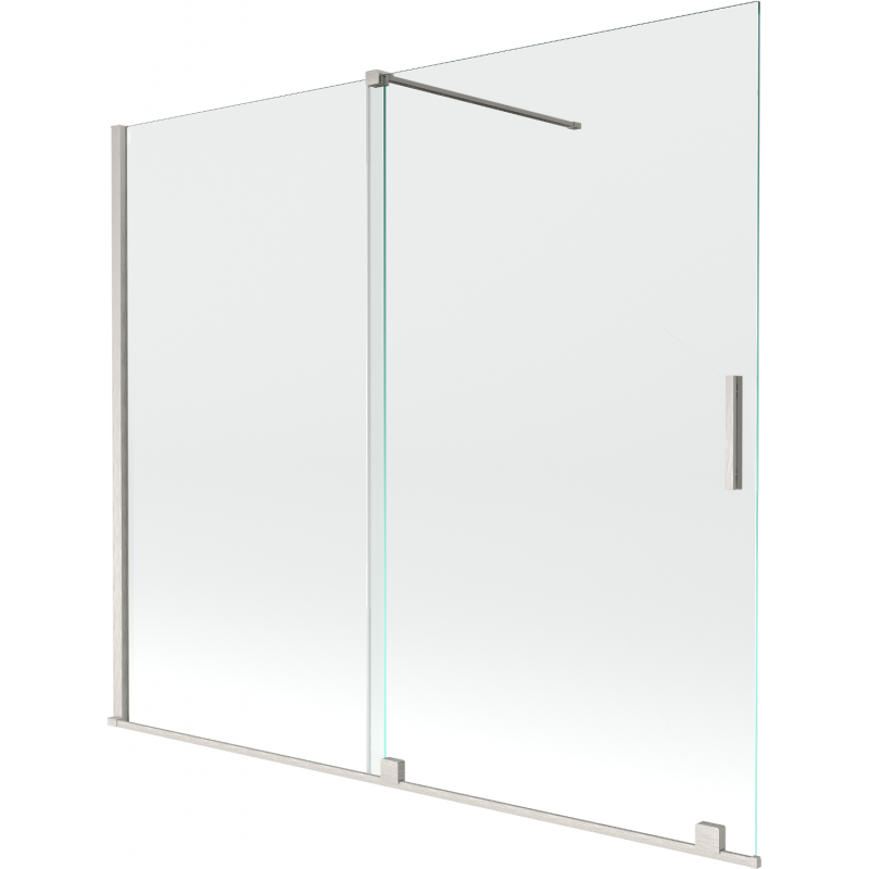 Mexen Velar pare-douche de baignoire coulissant à 2 vantaux 180 x 150 cm, transparent, nickel brossé - 896-180-000-01-97