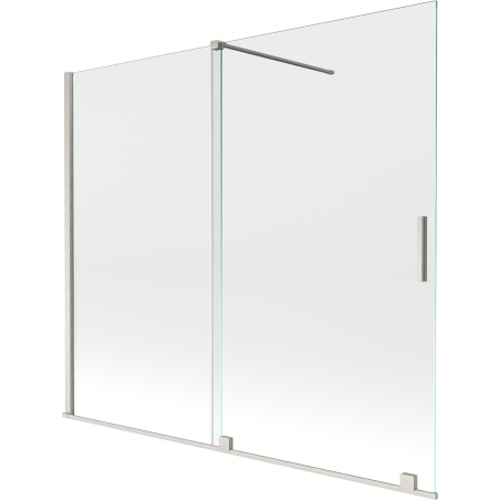 Mexen Velar pare-douche de baignoire coulissant à 2 vantaux 180 x 150 cm, transparent, nickel brossé - 896-180-000-01-97