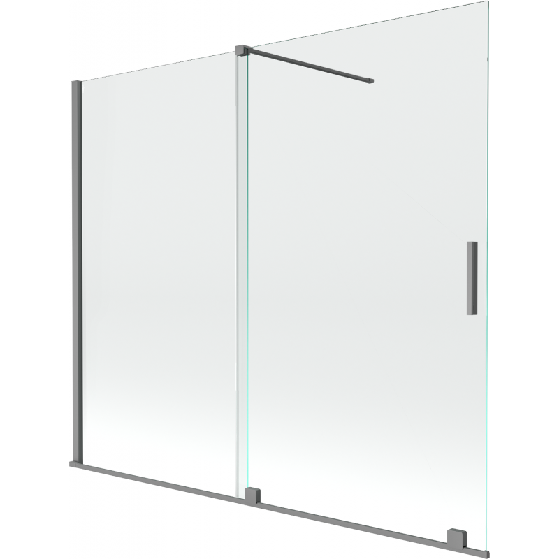 Mexen Velar paroi de baignoire 2 volets coulissants 180 x 150 cm, transparent, gun metal - 896-180-000-01-95