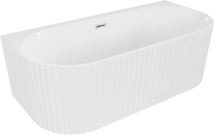Mexen Sella baignoire autoportante adossée cannelée 150 x 75 cm, blanc brillant, trop-plein chromé - 52711507500-01