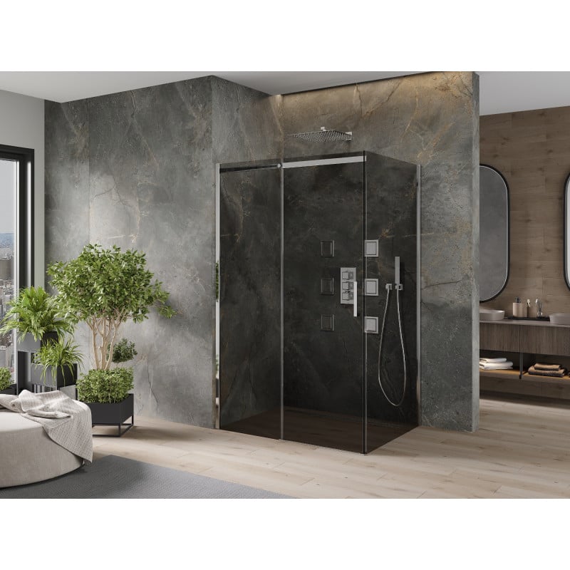 Mexen Omega cabine de douche coulissante 110 x 90 cm, graphite, chrome - 825-110-090-01-40