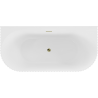 Mexen Sella baignoire autoportante adossée rainurée 150 x 75 cm, blanc brillant, trop-plein doré - 52711507500-50