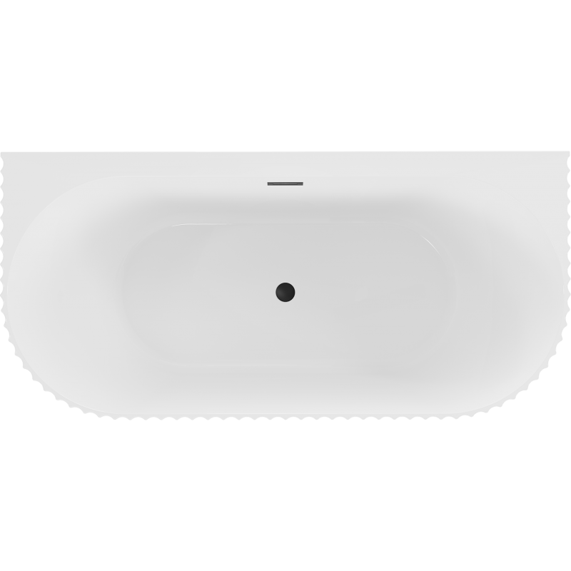 Mexen Sella baignoire autoportante adossée rainurée 150 x 75 cm, blanc brillant, trop-plein noir - 52711507500-70
